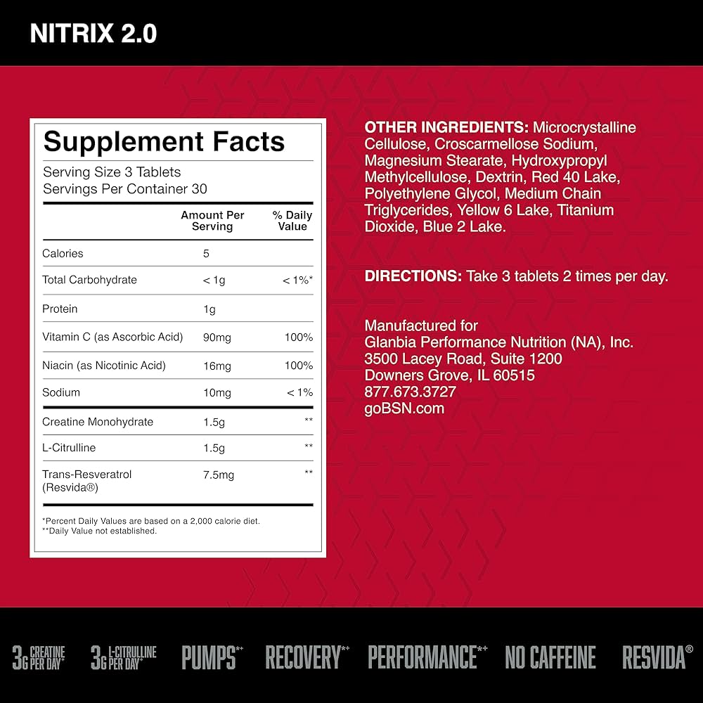 BSN Nitrix 2.0 Concetrated Nitric Oxide Precursor