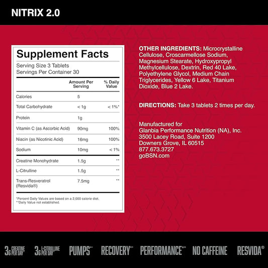 BSN Nitrix 2.0 Concetrated Nitric Oxide Precursor